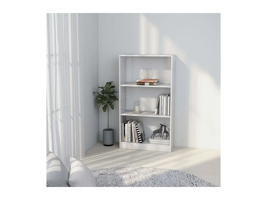 Bibliothèque 3 niveaux Blanc 60x24x109 cm Bois d'ingénierie