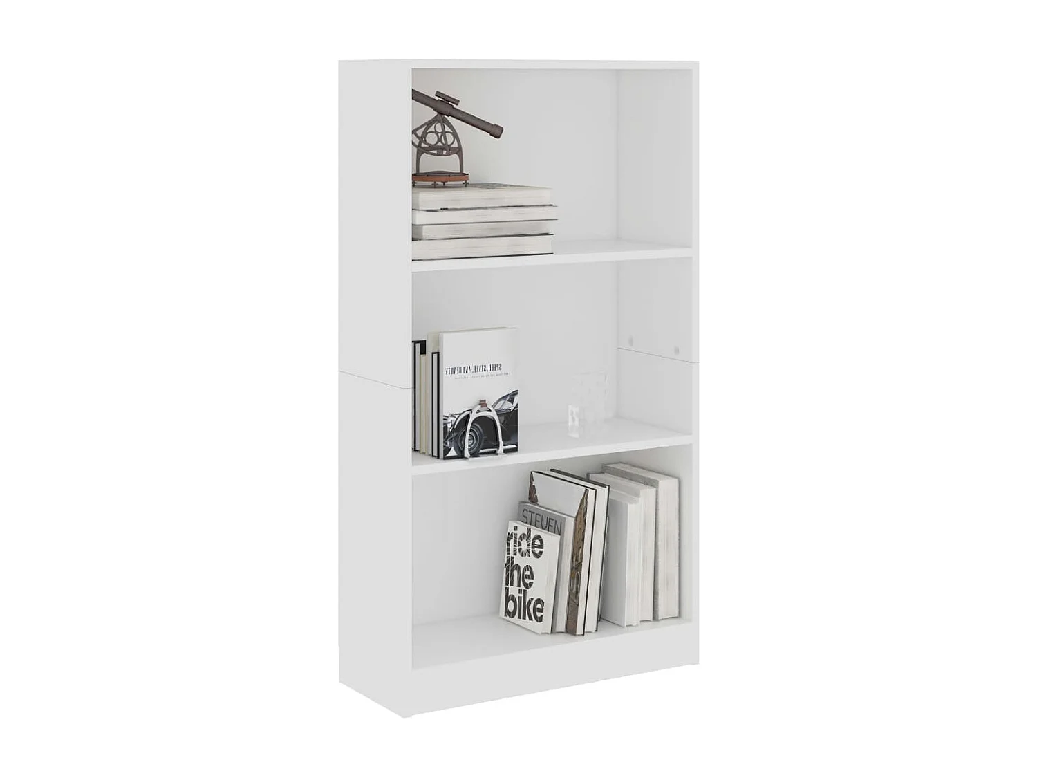 Bibliothèque 3 niveaux Blanc 60x24x109 cm Bois d'ingénierie