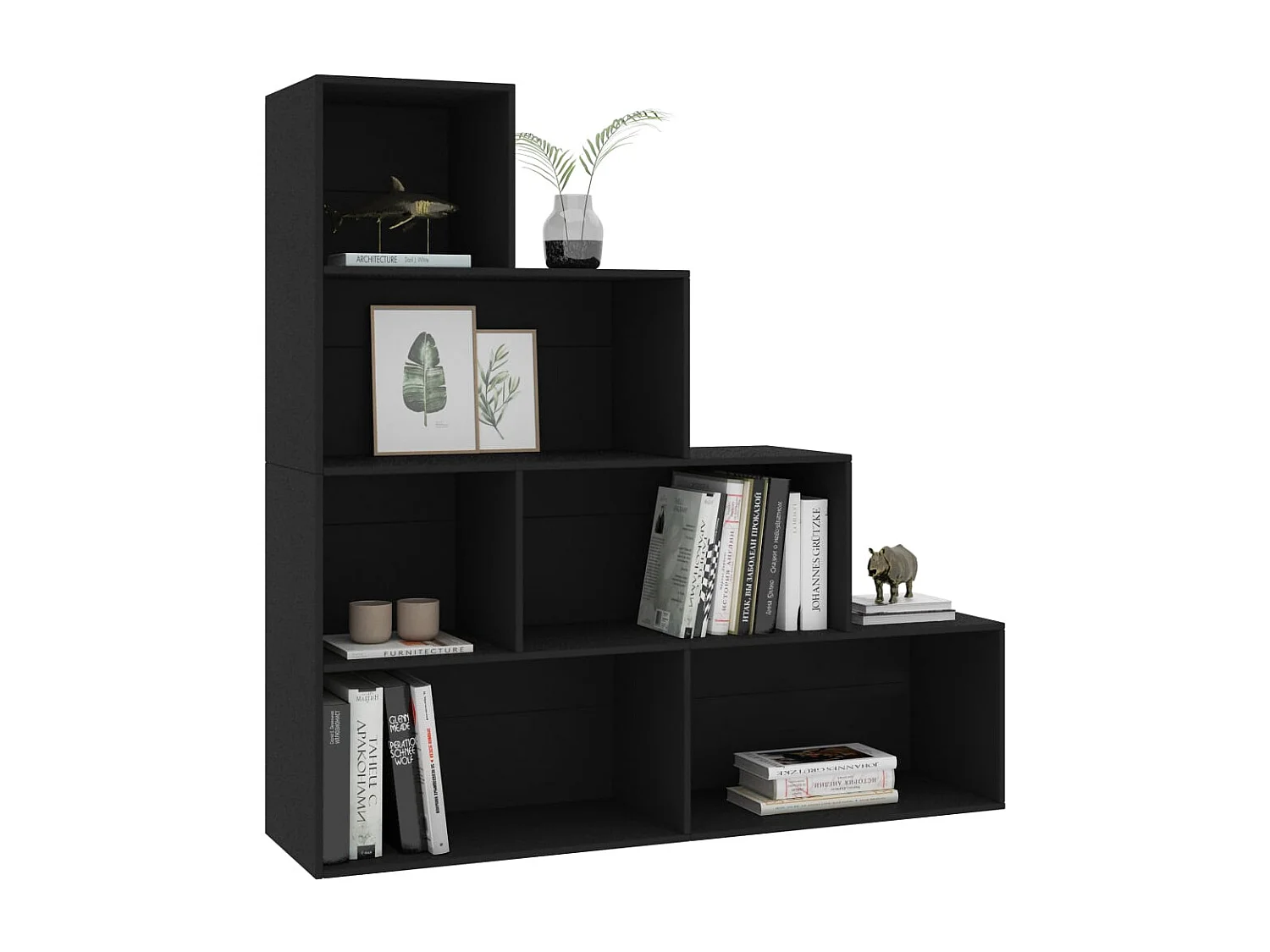 Libreria/divisorio per ambienti in legno ingegnerizzato nero