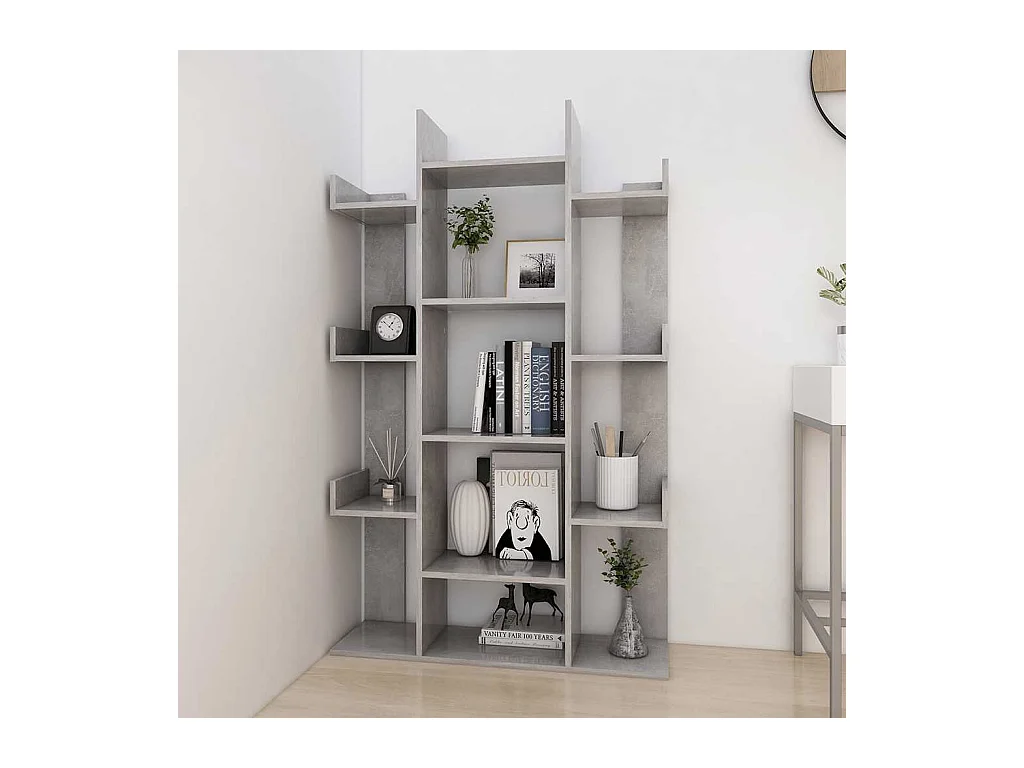 Betongrijze boekenkast 86x25,5x140 cm bewerkt hout