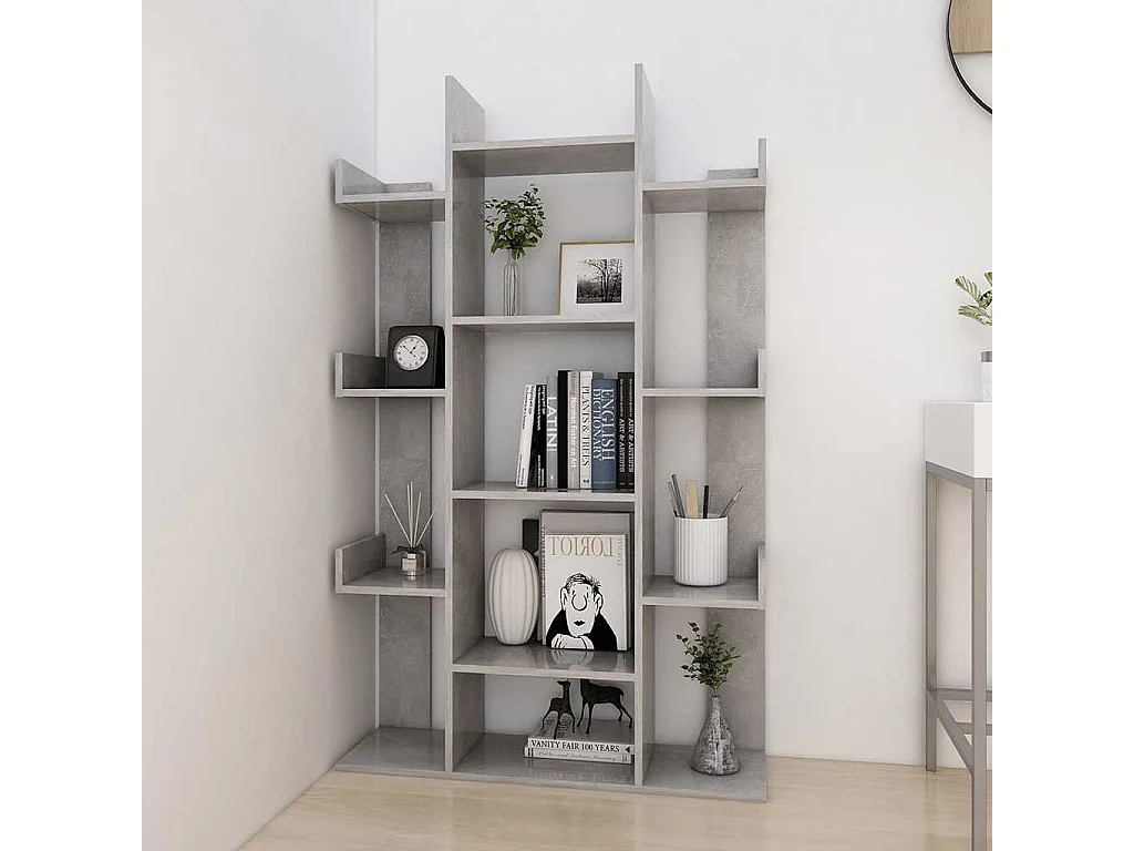 Bibliothèque Gris béton 86x25,5x140 cm Bois d’ingénierie