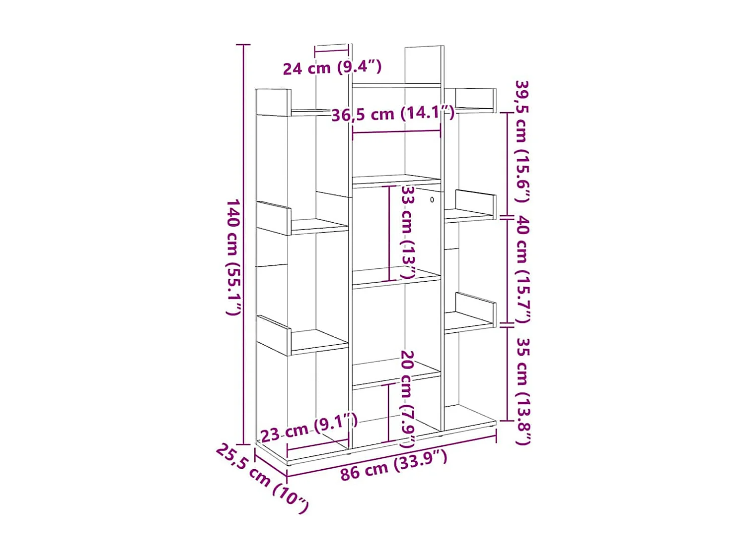 Bibliothèque Gris béton 86x25,5x140 cm Bois d’ingénierie