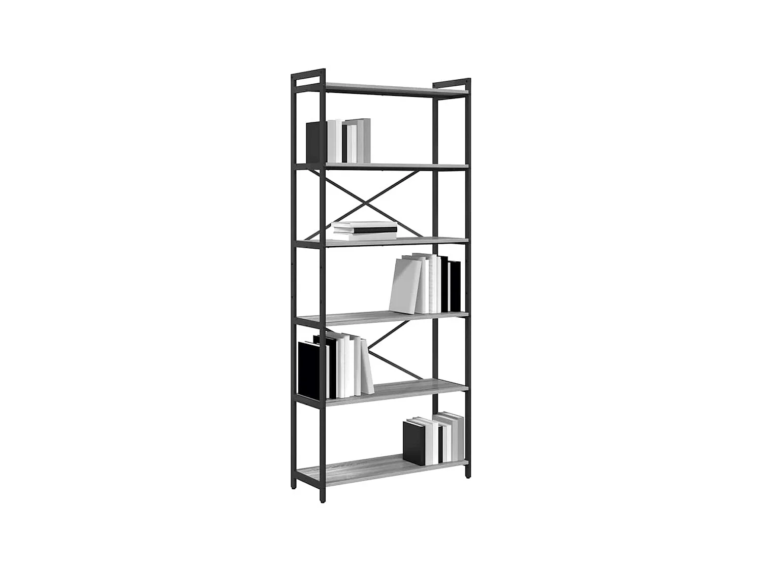 Bibliothèque Sonoma gris 80 x 30 x 188 cm Bois d'ingénierie