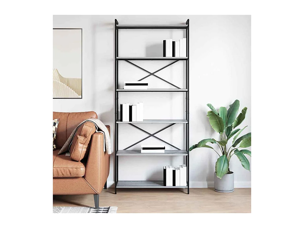 Bibliothèque Sonoma gris 80 x 30 x 188 cm Bois d'ingénierie