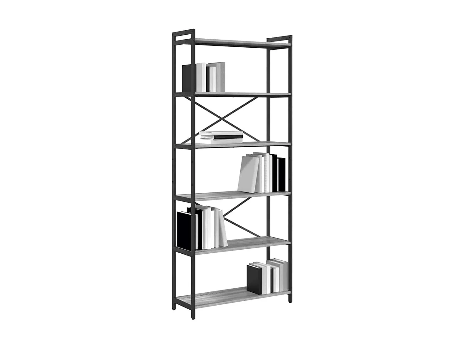Sonoma Grey Boekenkast 80 x 30 x 188 cm Bewerkt hout