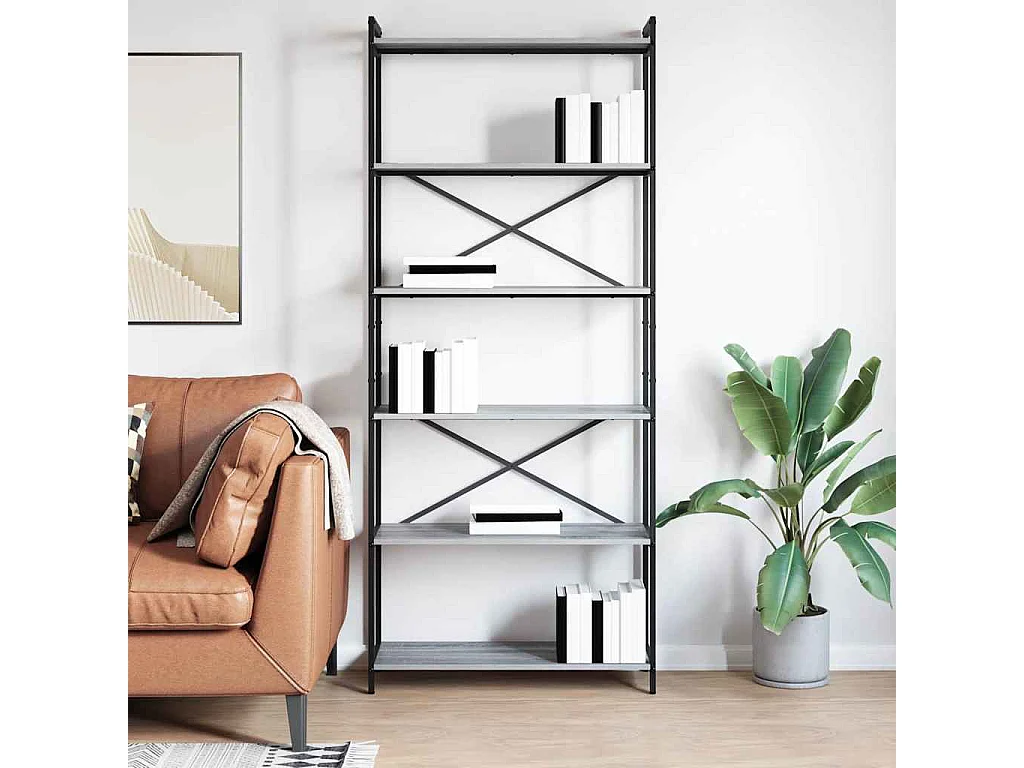 Sonoma Grey Boekenkast 80 x 30 x 188 cm Bewerkt hout