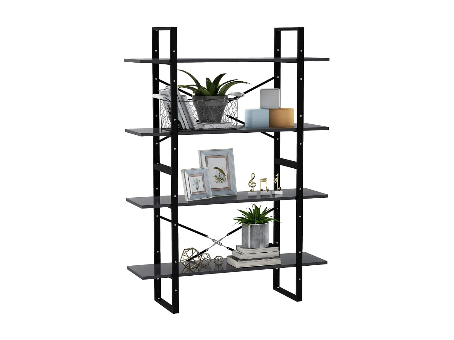 4-laags boekenkast grijs 100x30x140 cm bewerkt hout