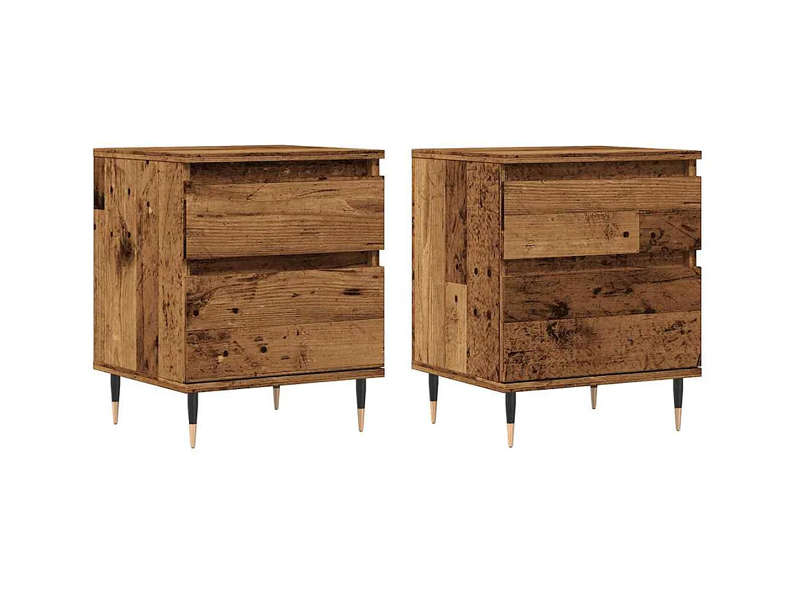 Tables de chevet 2 pcs vieux bois 40x35x50 cm bois d’ingénierie