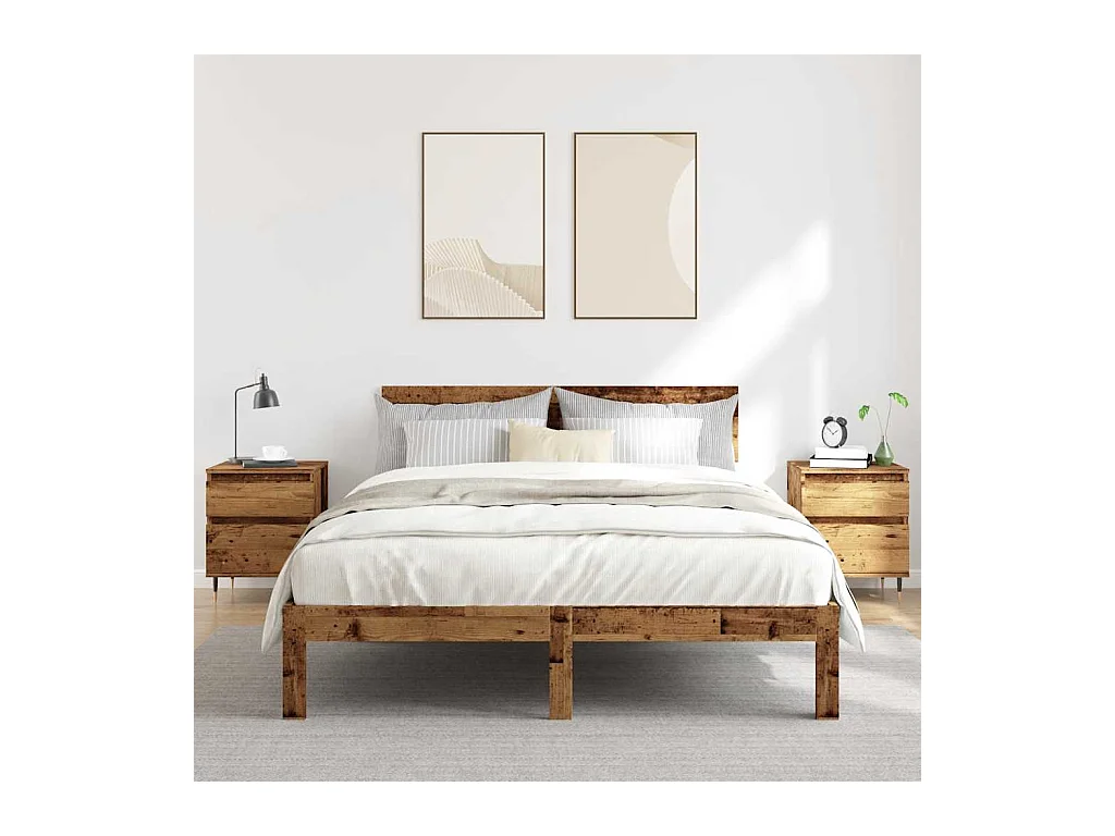 Tables de chevet 2 pcs vieux bois 40x35x50 cm bois d’ingénierie