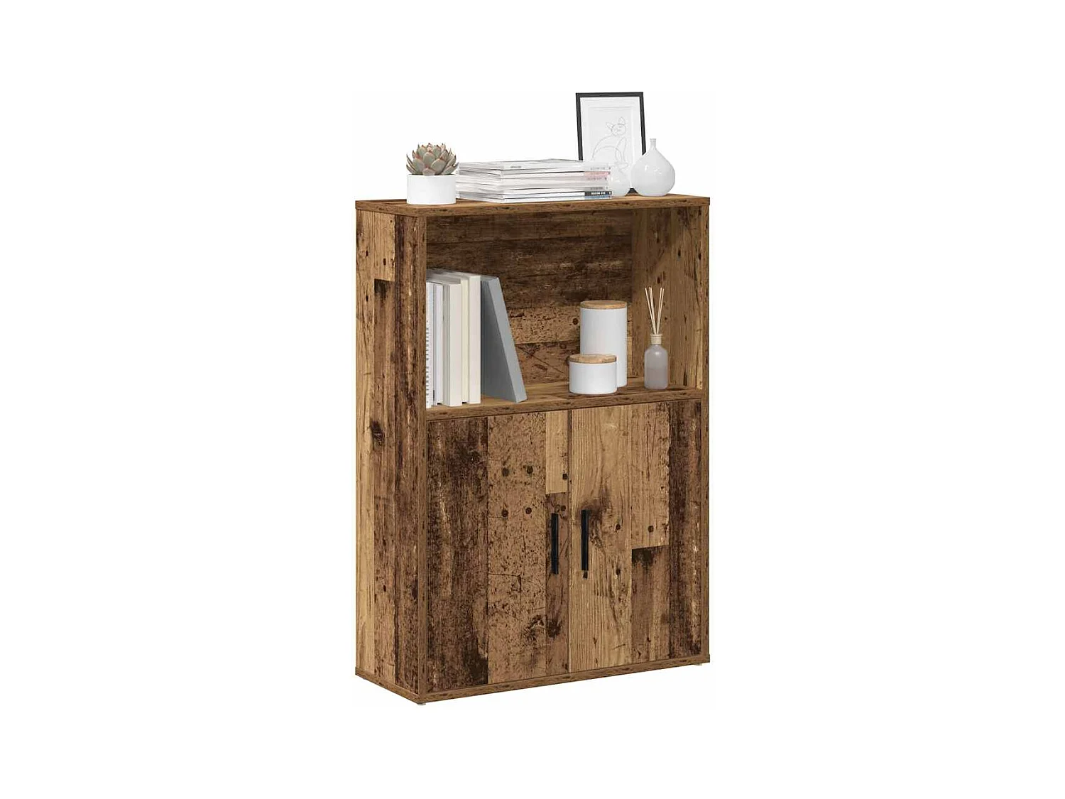 Oude houten boekenkast 60x24x85 cm bewerkt hout