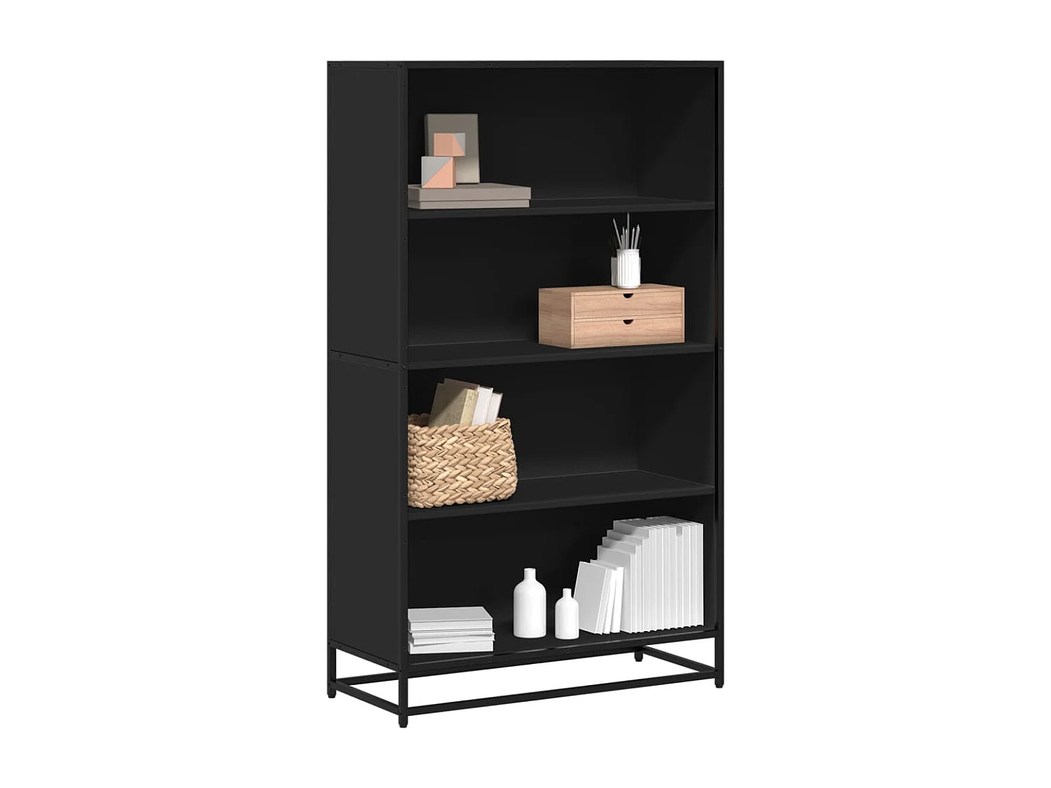 Bibliothèque noir 80,5x35x139 cm bois d'ingénierie