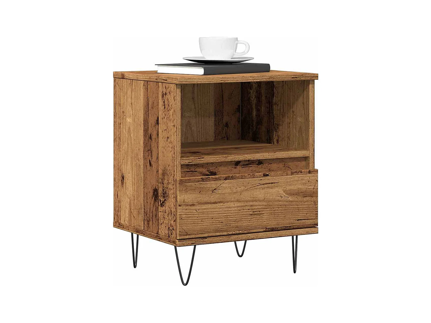 Table de chevet vieux bois 40x35x50 cm bois d’ingénierie