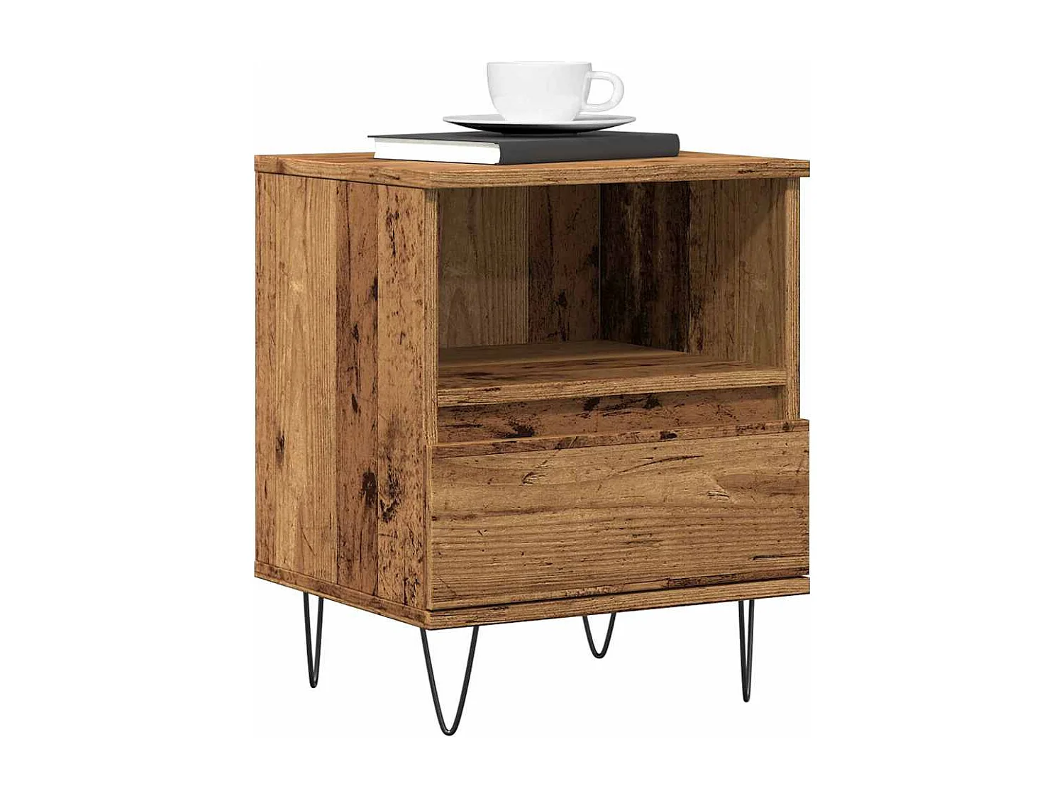 Table de chevet vieux bois 40x35x50 cm bois d’ingénierie