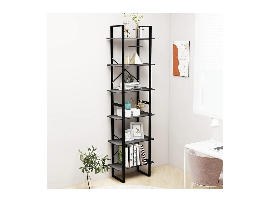 Grijze opbergplank 60x30x210 cm Technisch hout