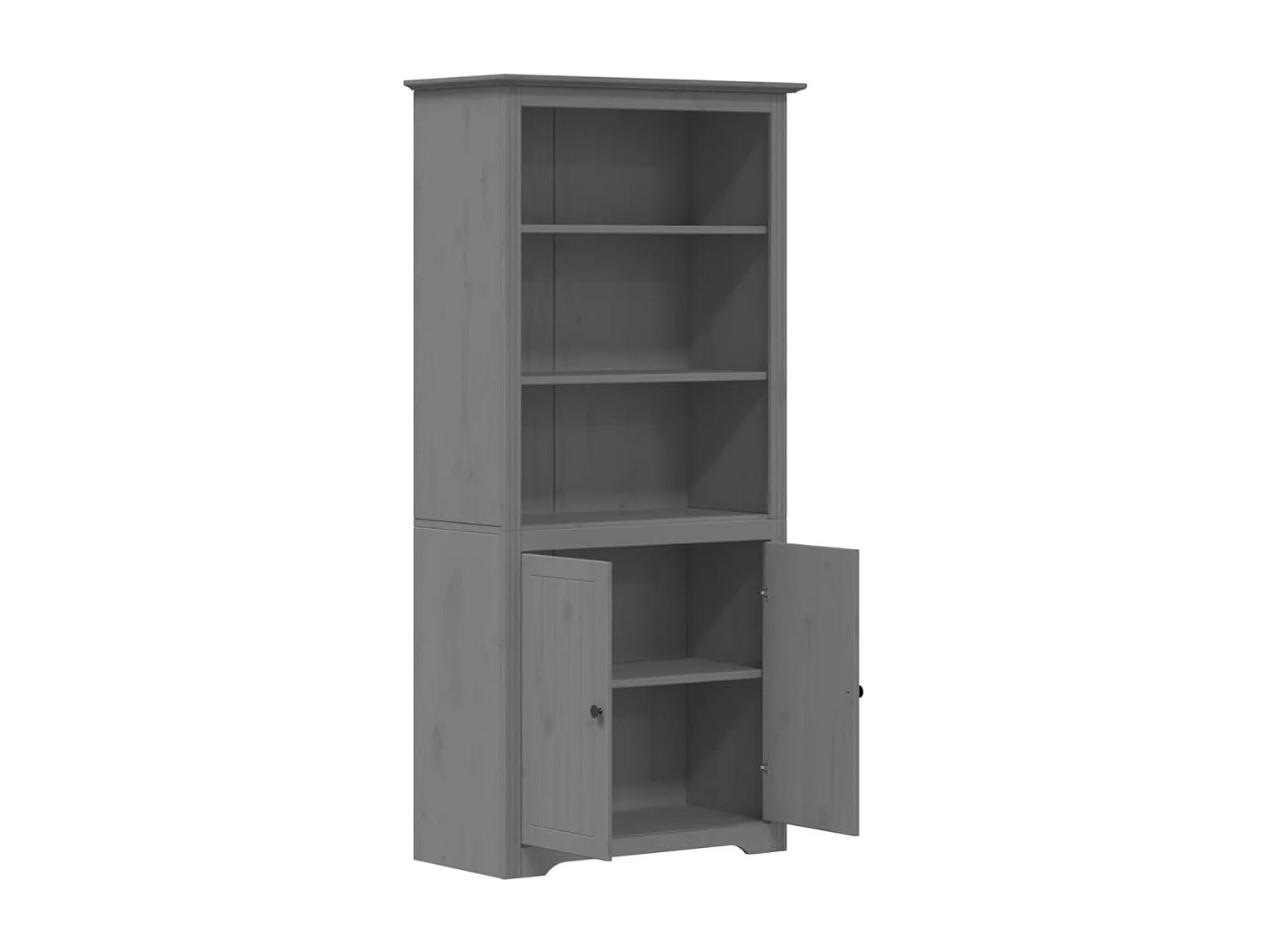 Bibliothèque BODO gris 82x40x173 cm bois de pin massif