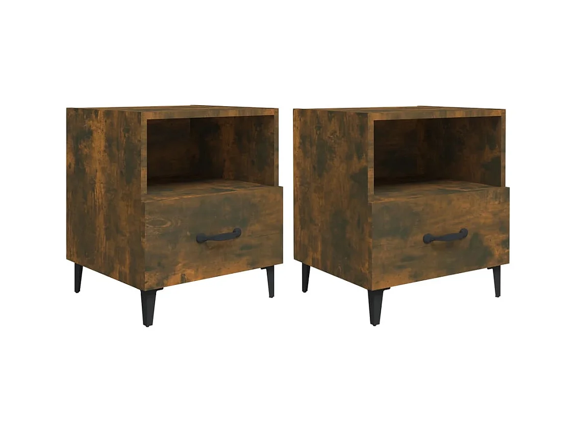 Tables de chevet 2 pcs Chêne fumé Bois d'ingénierie
