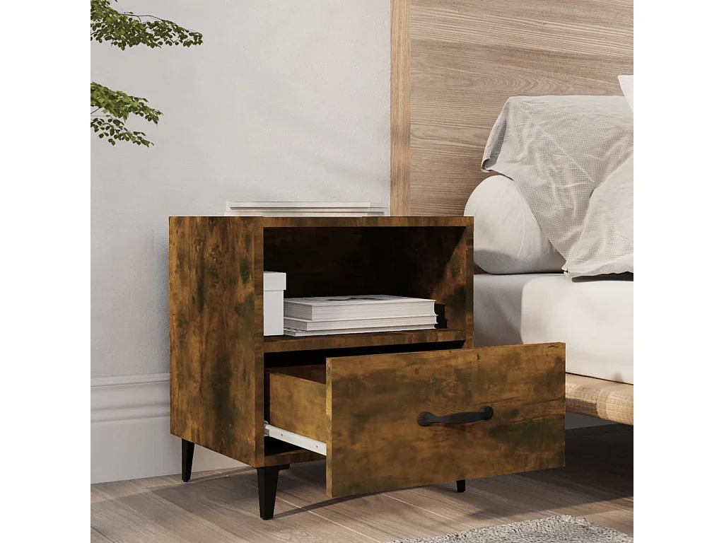 Tables de chevet 2 pcs Chêne fumé Bois d'ingénierie