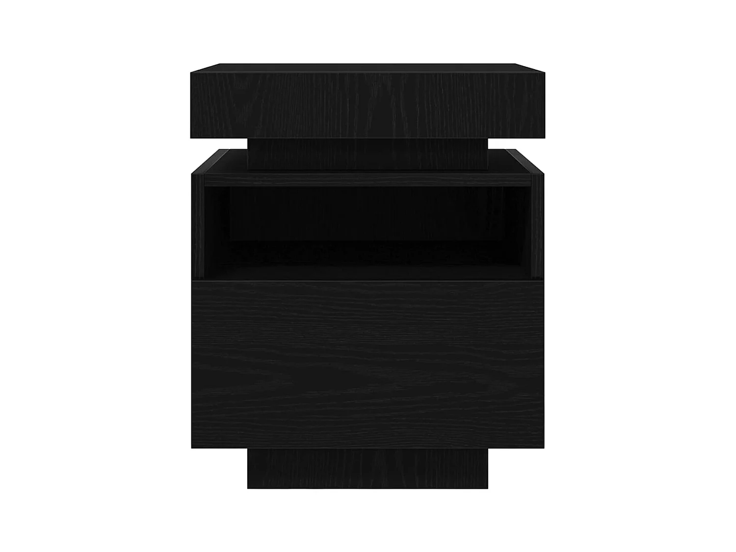 Table de chevet avec lumières LED Chêne Noir 40x39x48,5 cm