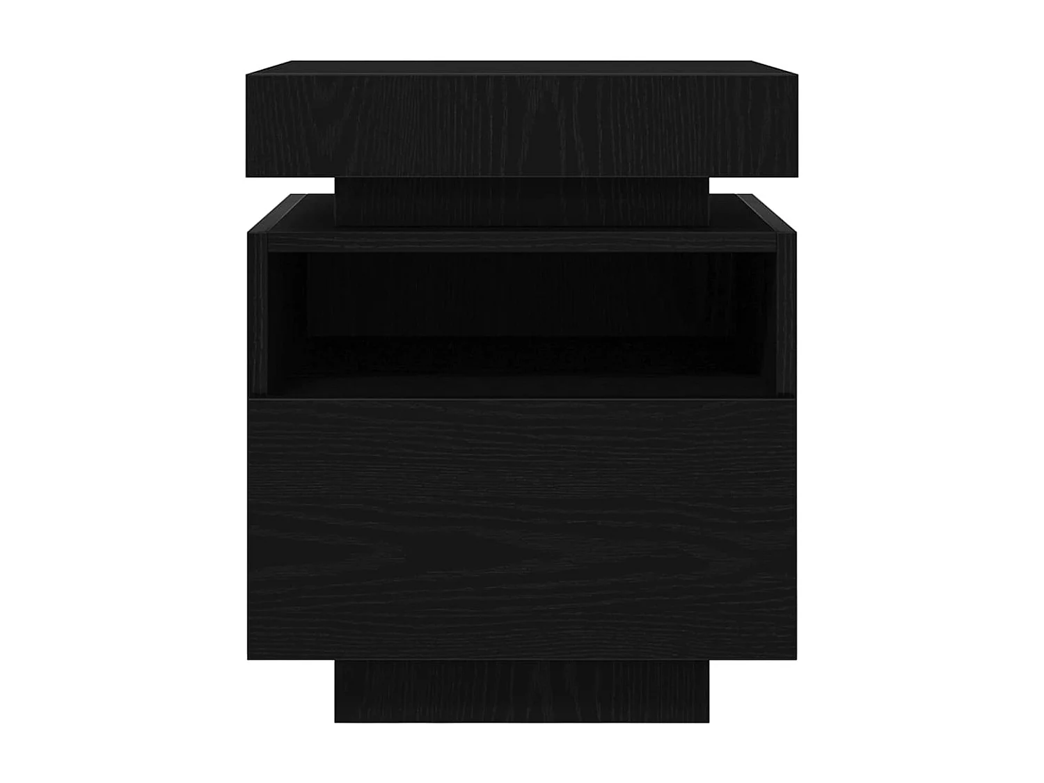 Comodino con luci LED Rovere Nero 40x39x48,5 cm