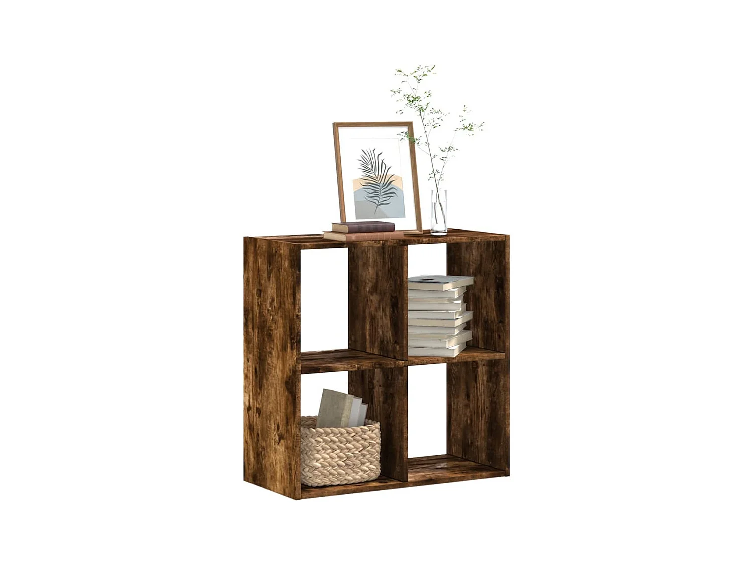 Bibliothèque chêne fumé 68,5x32x68,5 cm bois d'ingénierie