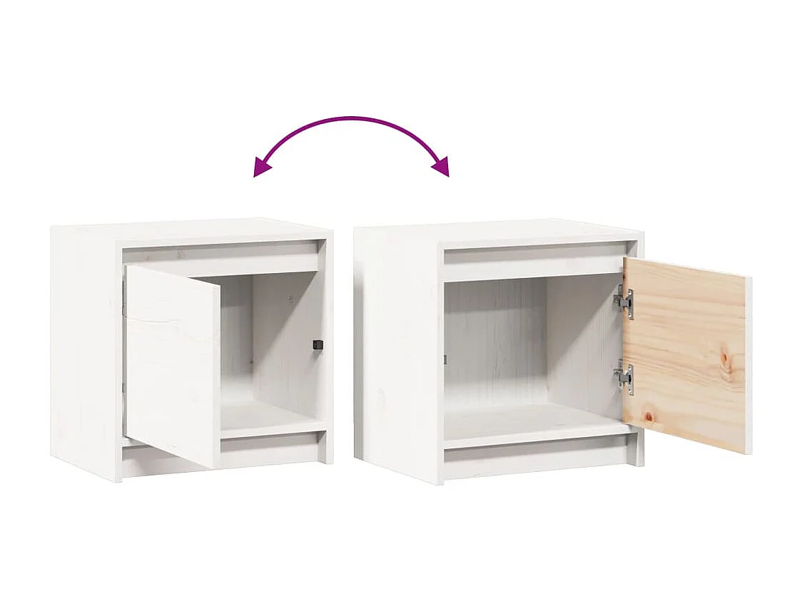 Comodino Bianco 40x30,5x40 cm Legno massello di pino