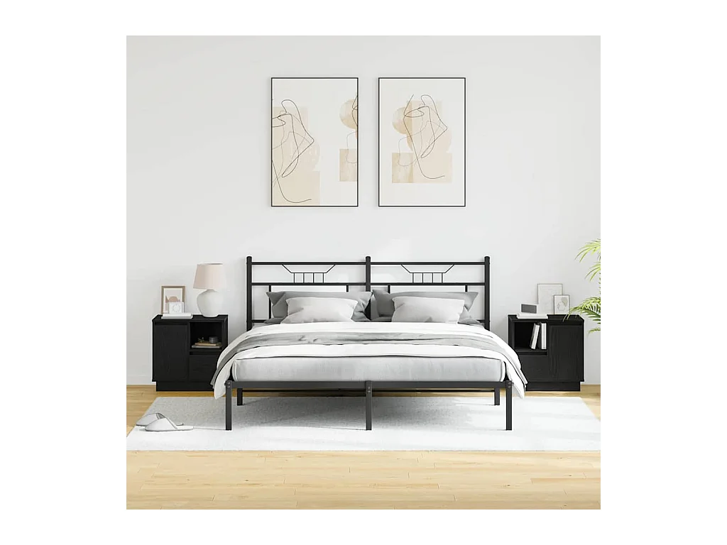 Tables de chevet avec LED 2 pièces Chêne Noir 50x34,5x50 cm