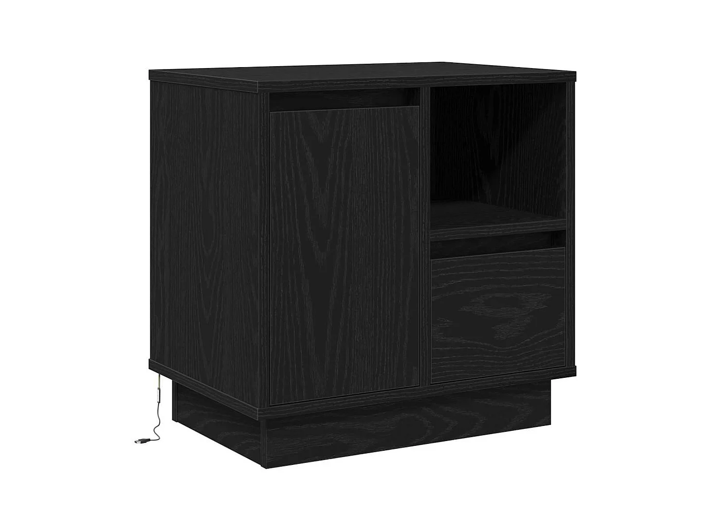 Tables de chevet avec LED 2 pièces Chêne Noir 50x34,5x50 cm