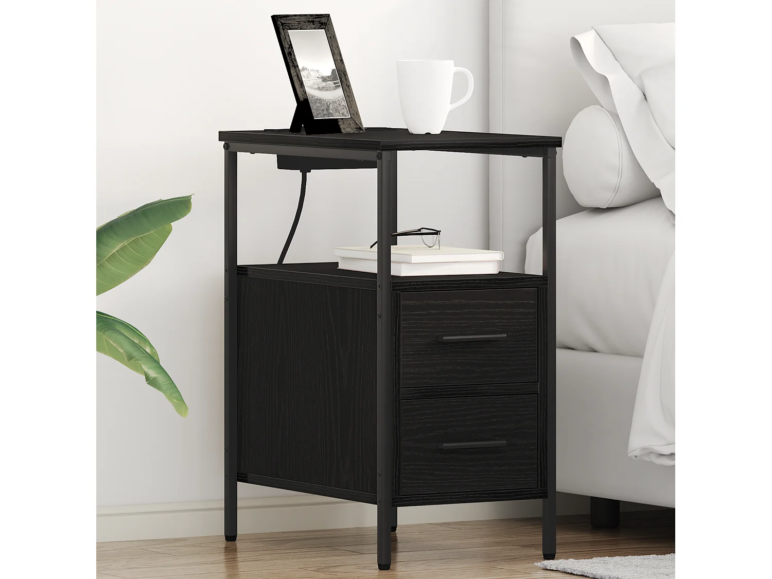 Cabinet de chevet Chêne noir 30 x 48 x 61 cm Bois d'ingénierie