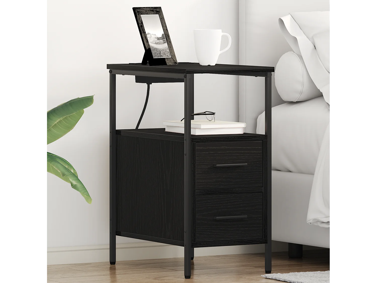 Cabinet de chevet Chêne noir 30 x 48 x 61 cm Bois d'ingénierie