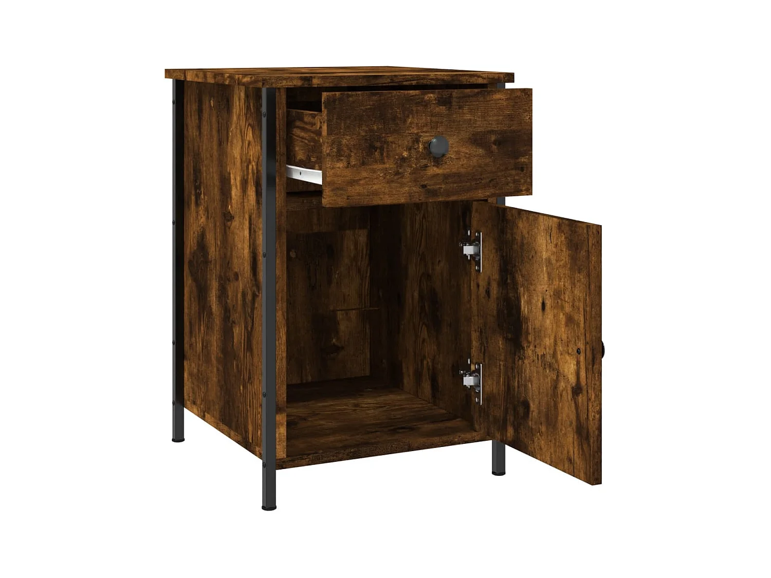 Table de chevet chêne fumé 40x42x60 cm bois d'ingénierie