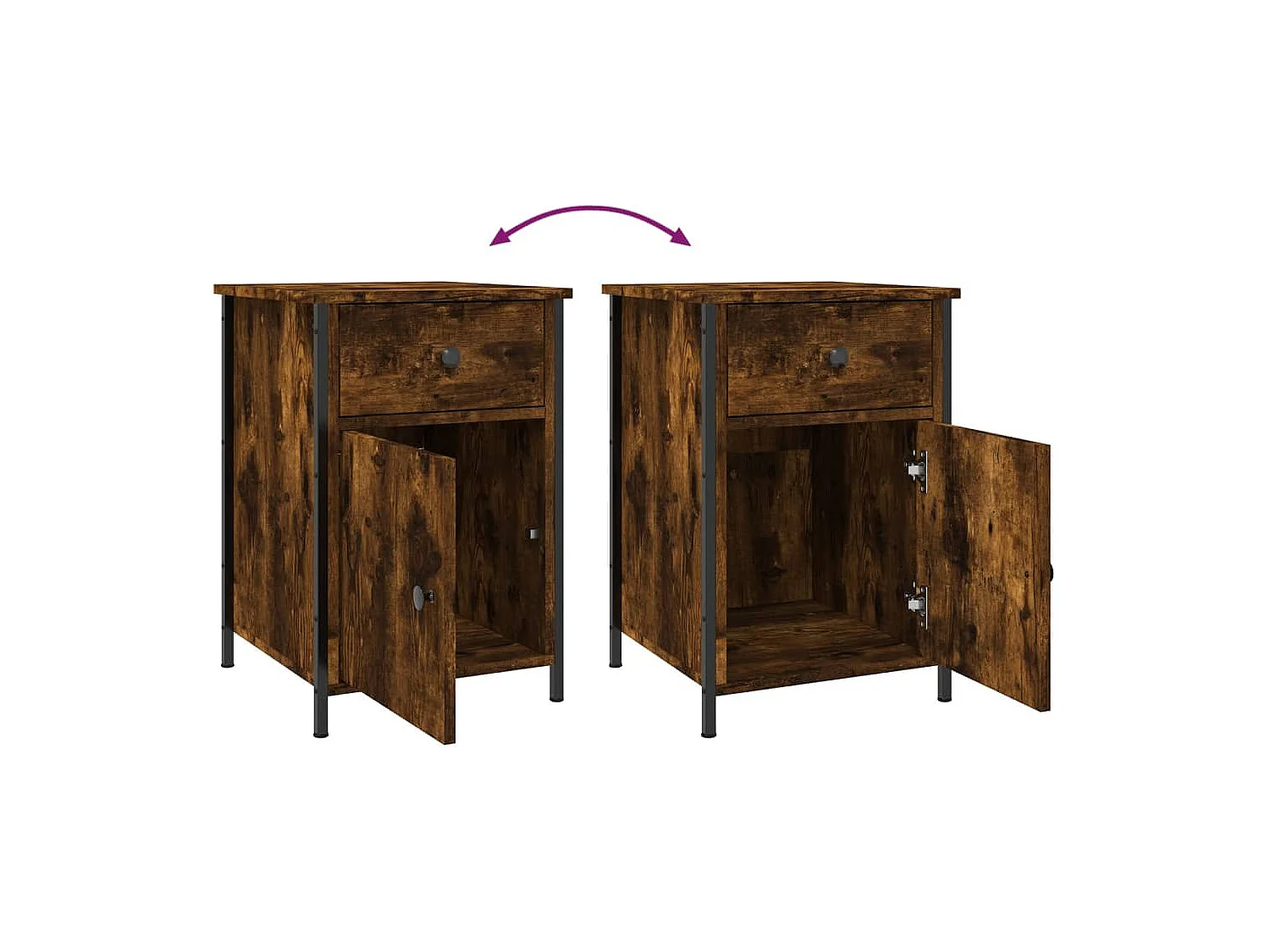 Table de chevet chêne fumé 40x42x60 cm bois d'ingénierie