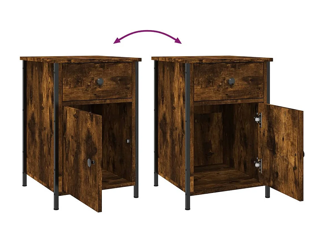 Table de chevet chêne fumé 40x42x60 cm bois d'ingénierie