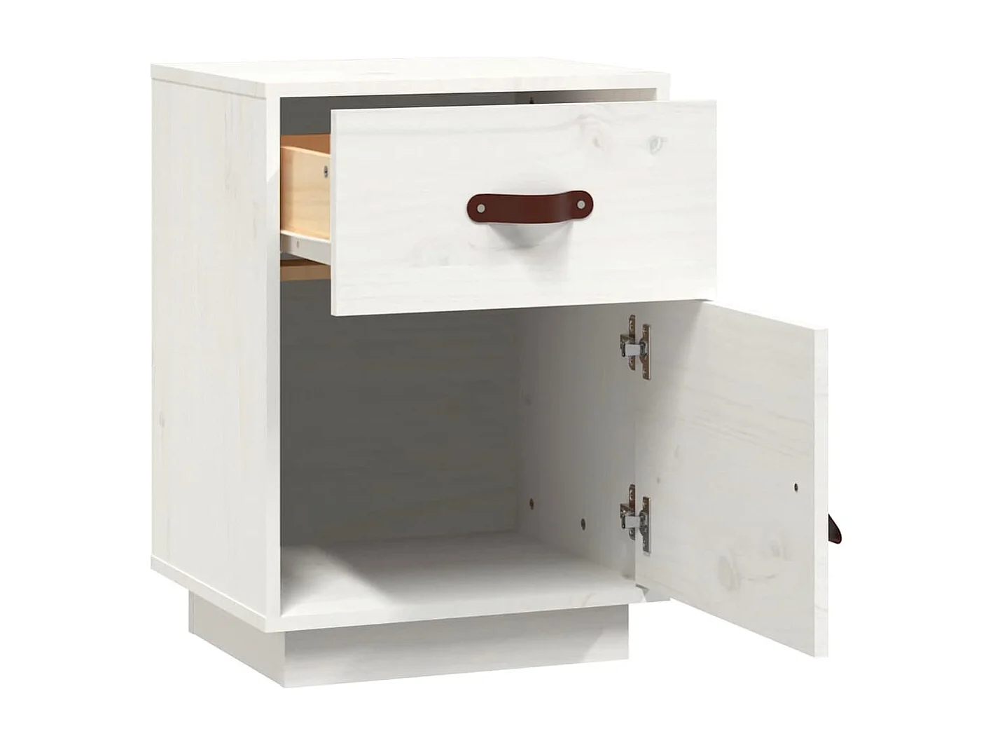 Comodino Bianco 40x34x55 cm Legno massello di pino