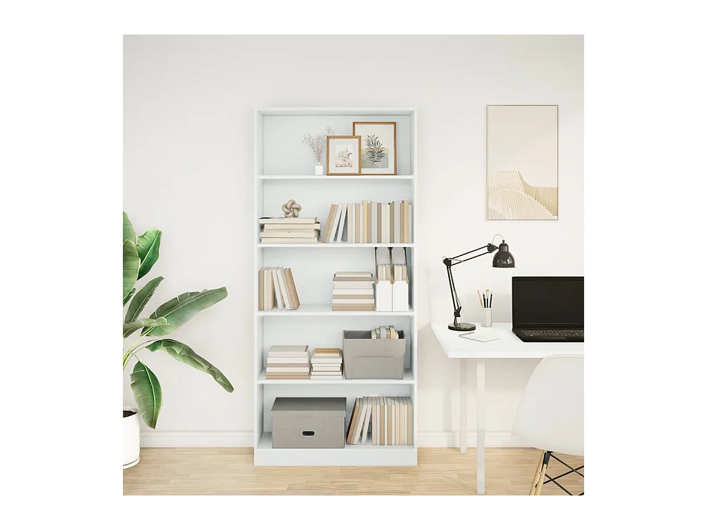 Weißes Bücherregal 80x24x176 cm Holzwerkstoff