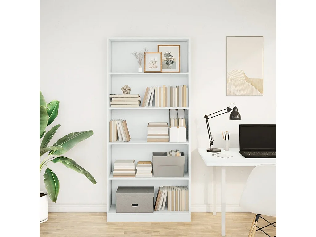 Librería blanca 80x24x176 cm madera contrachapada