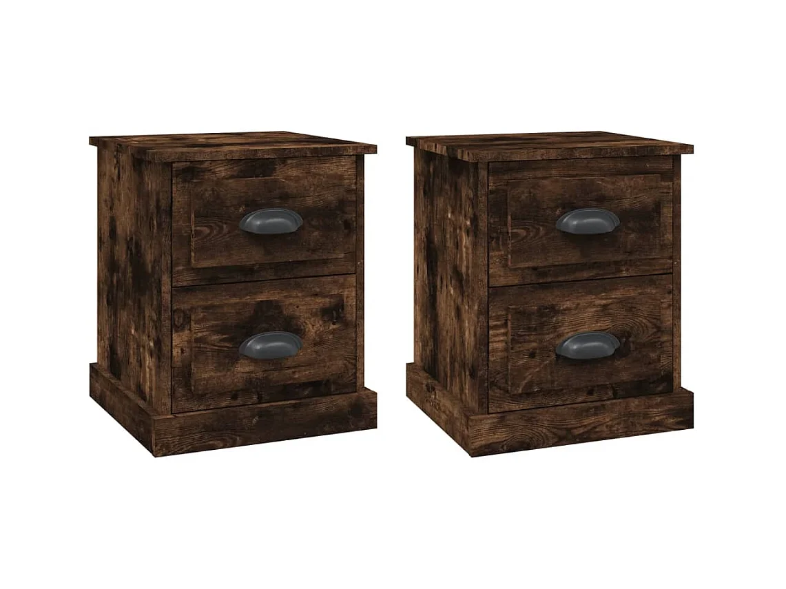 Nachtkastjes 2 stuks gerookt eiken 39x39x47,5 cm bewerkt hout
