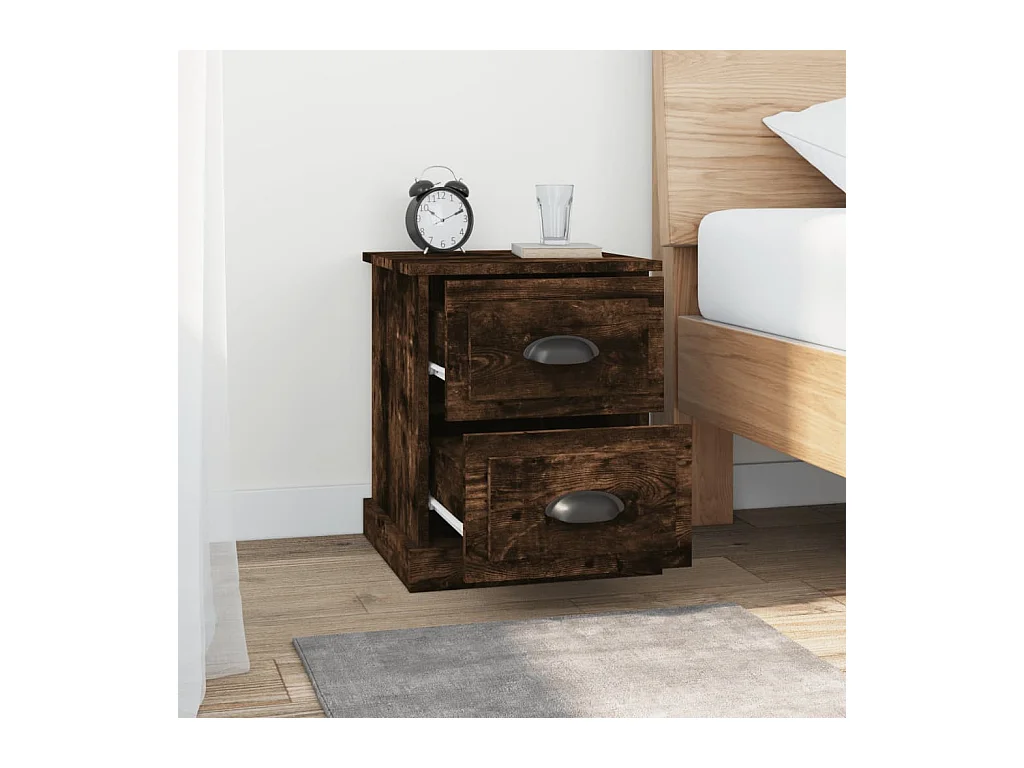 Nachtkastjes 2 stuks gerookt eiken 39x39x47,5 cm bewerkt hout