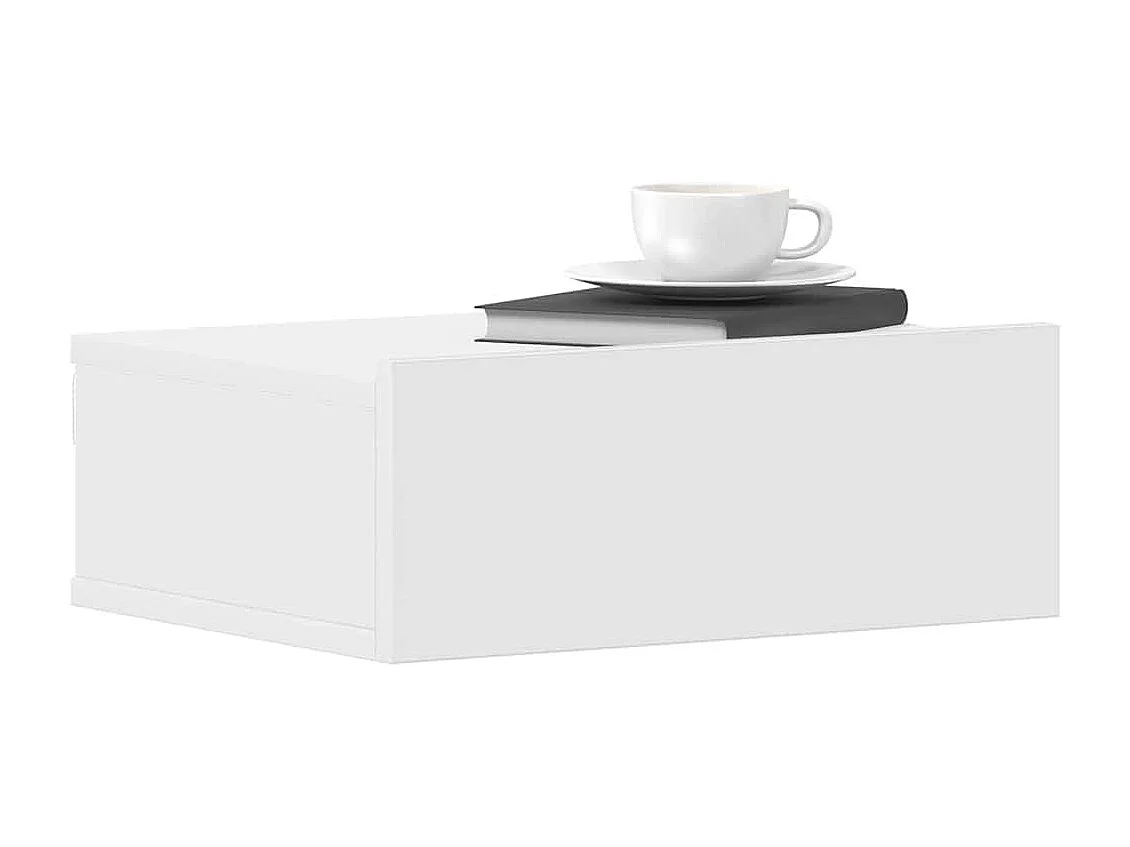 Comodino sospeso bianco 40x30x15 cm in legno ingegnerizzato