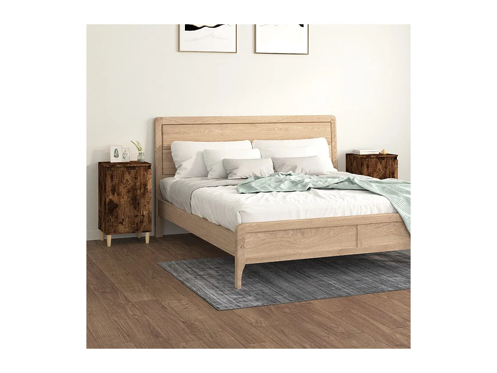 Tables de chevet 2 pcs chêne fumé 40x35x70 cm bois d'ingénierie