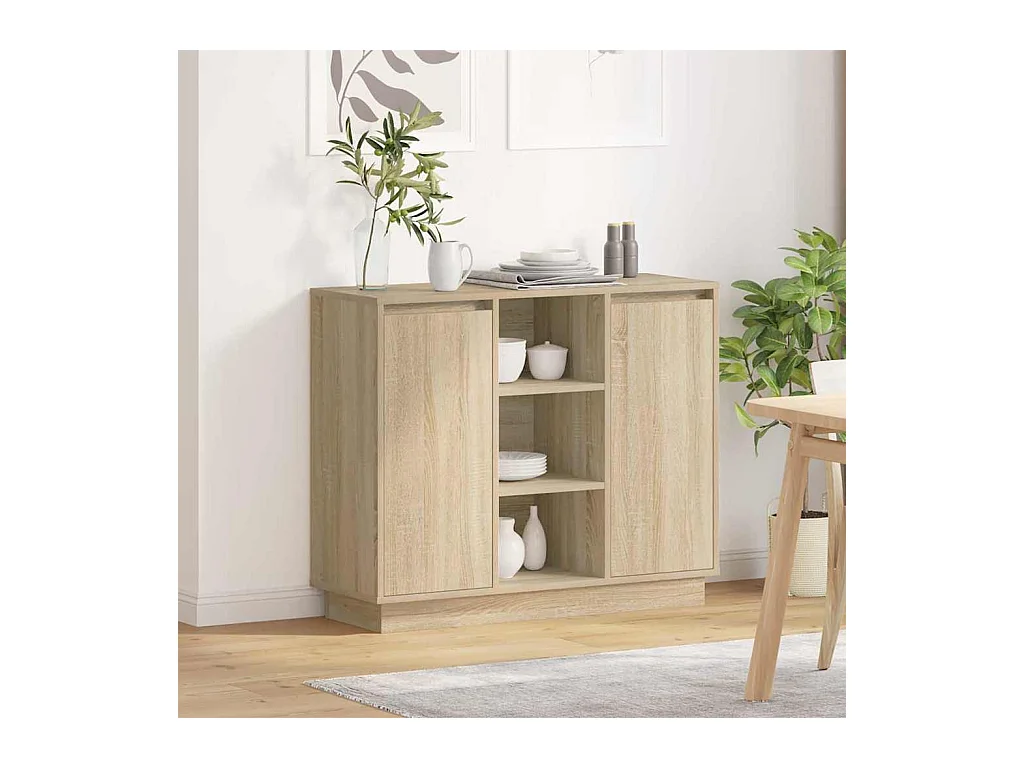 Sideboard mit LED in Sonoma Eiche 90x32x75 cm in Holzwerkstoff