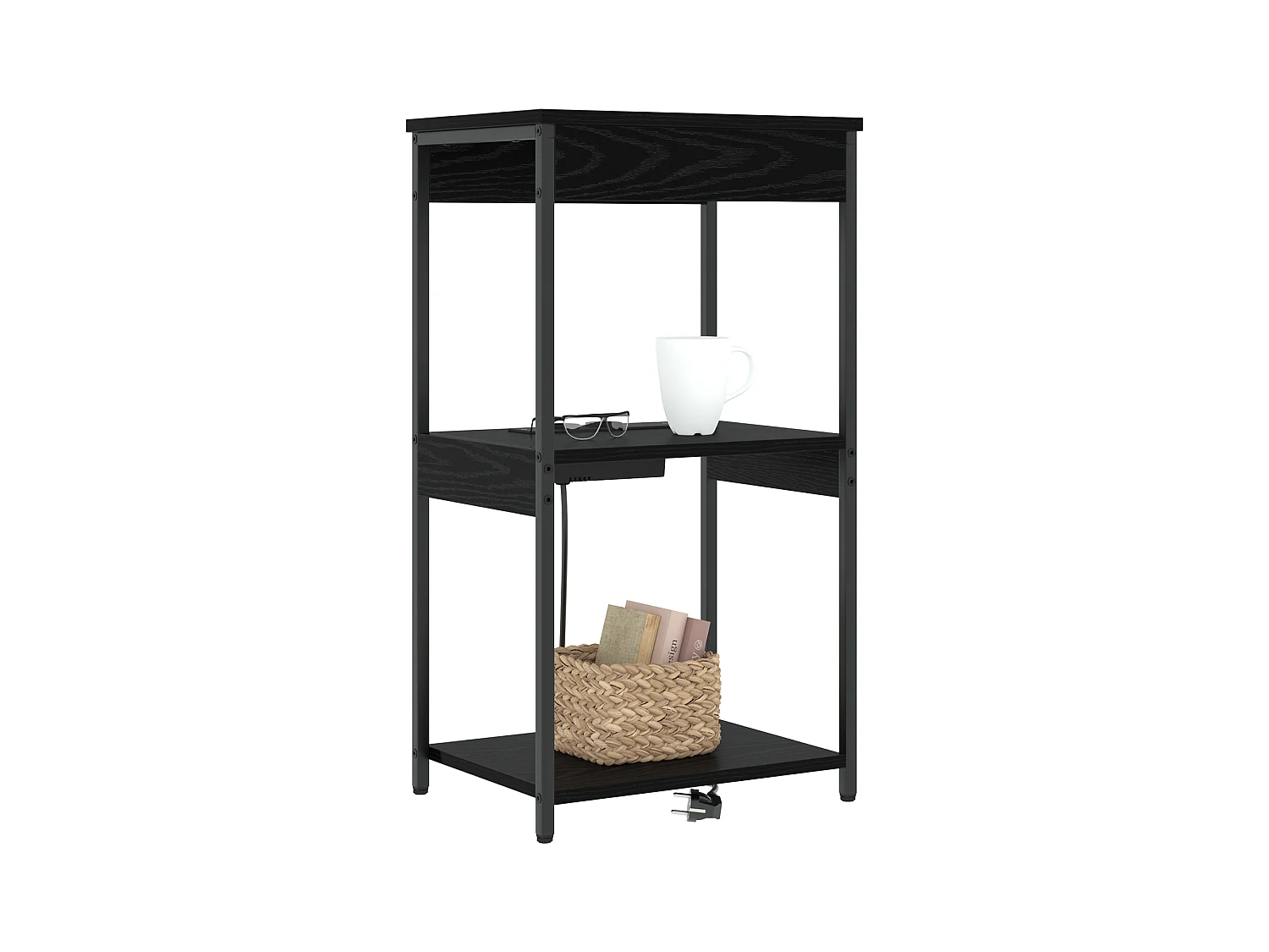 Table de nuit avec station de chargement Chêne noir