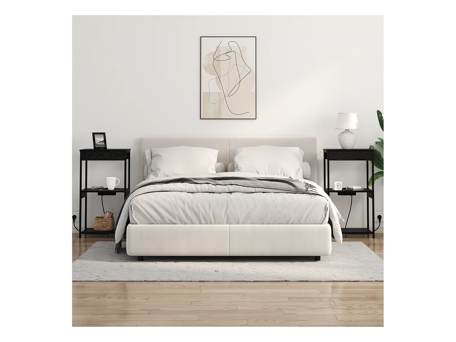 Table de nuit avec station de chargement Chêne noir