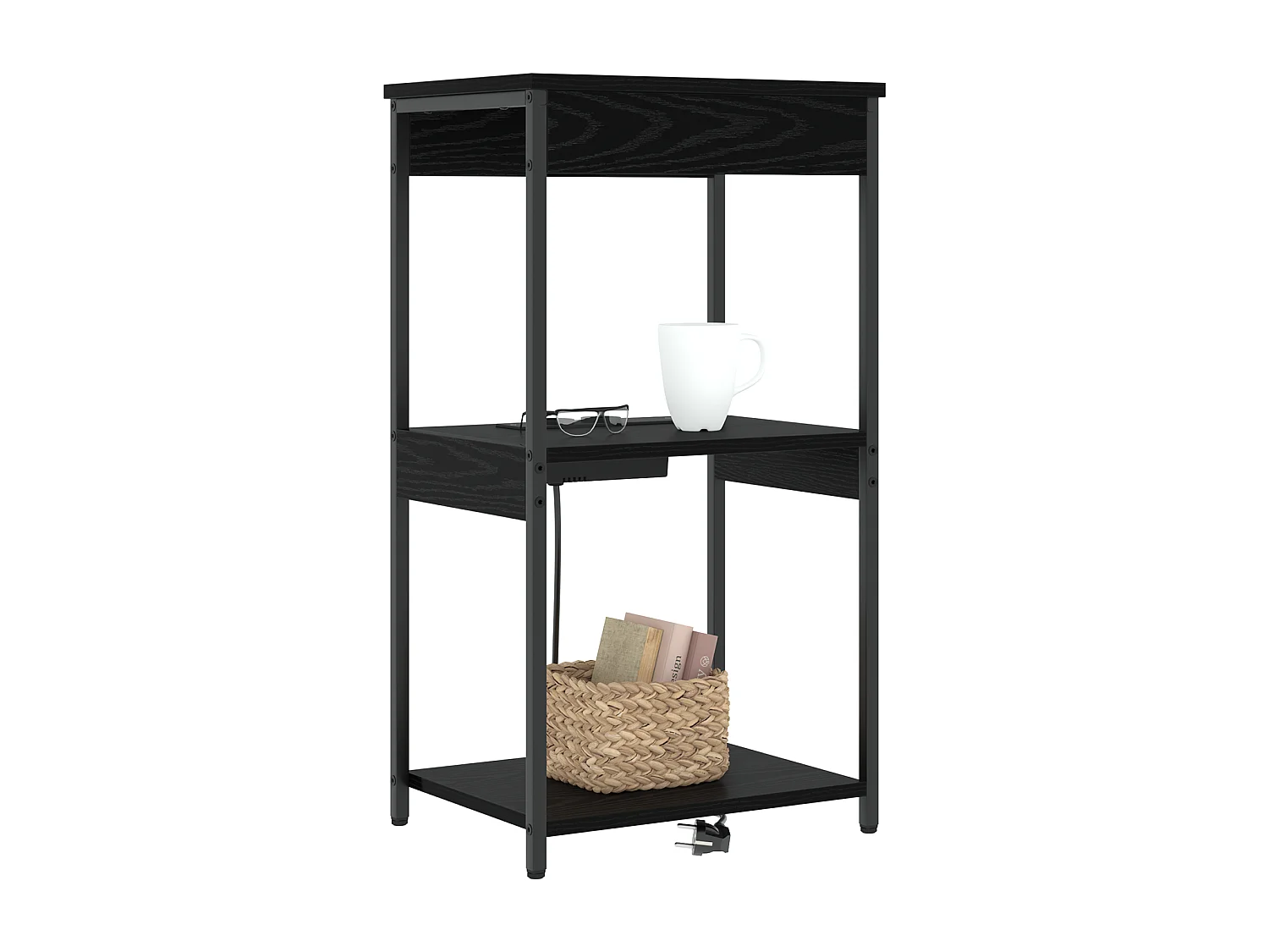 Table de nuit avec station de chargement Chêne noir