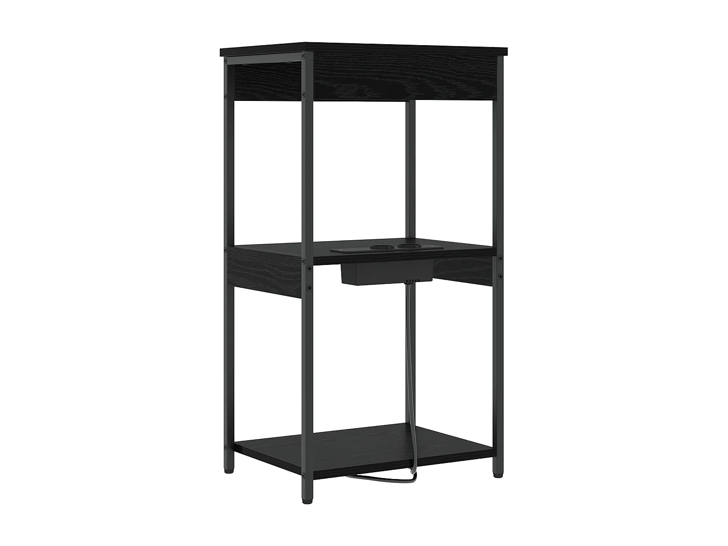 Table de nuit avec station de chargement Chêne noir