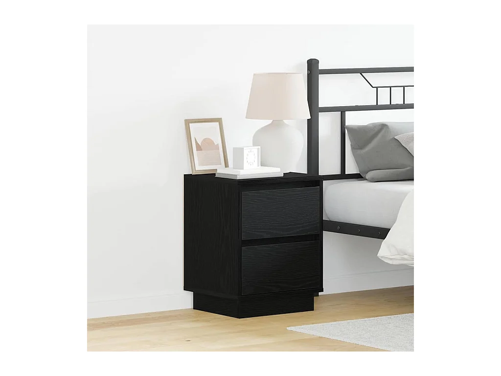 Nachtkastjes met LED-verlichting 2 stuks Zwart 39x34,5x50 cm