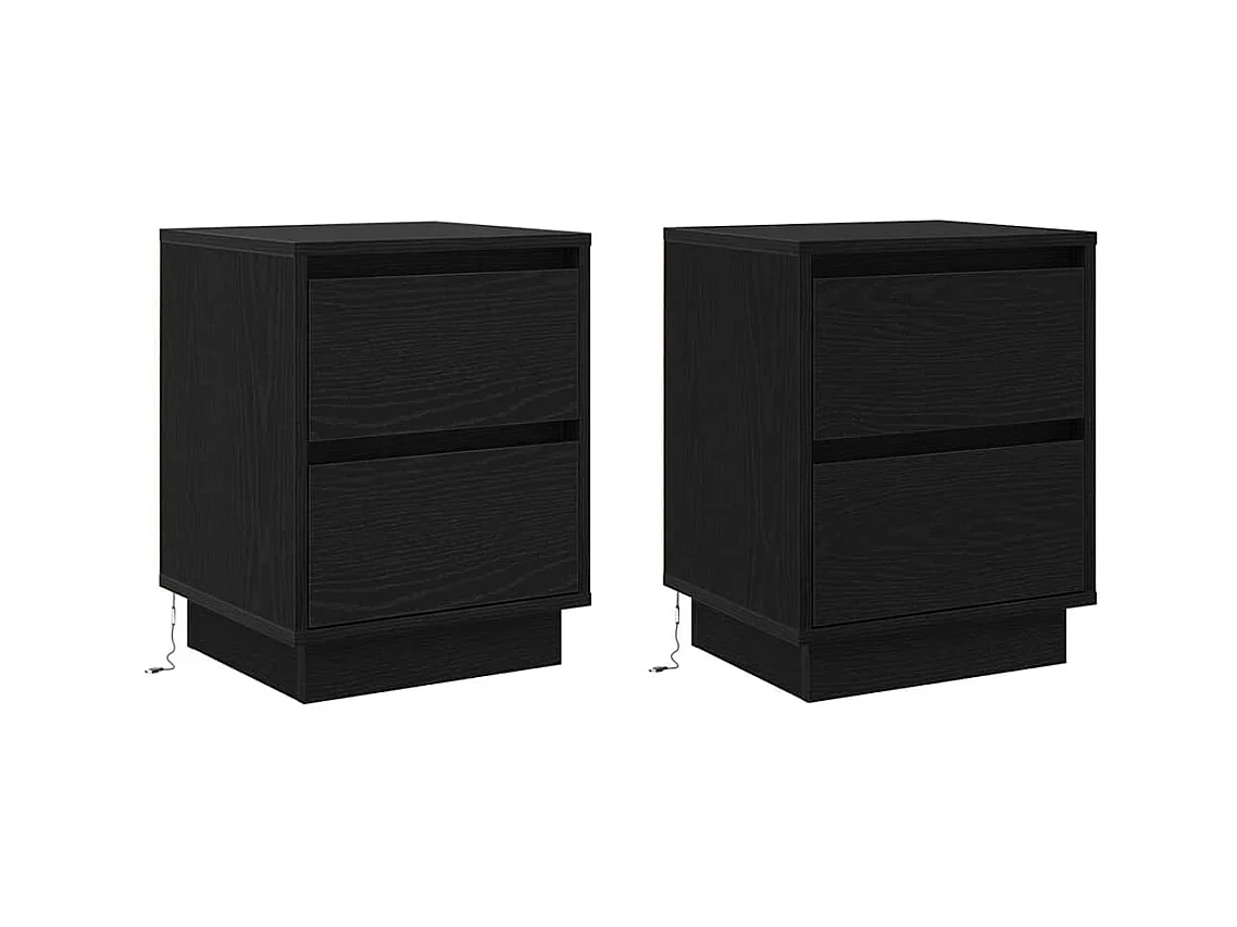 Nachtkastjes met LED-verlichting 2 stuks Zwart 39x34,5x50 cm