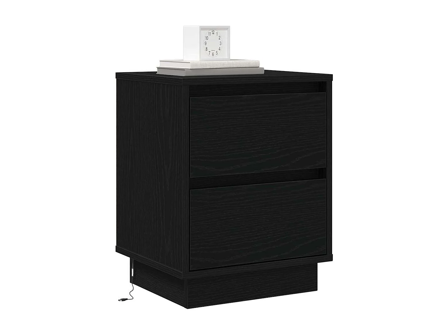 Comodini con luci LED 2 pz Nero 39x34,5x50 cm