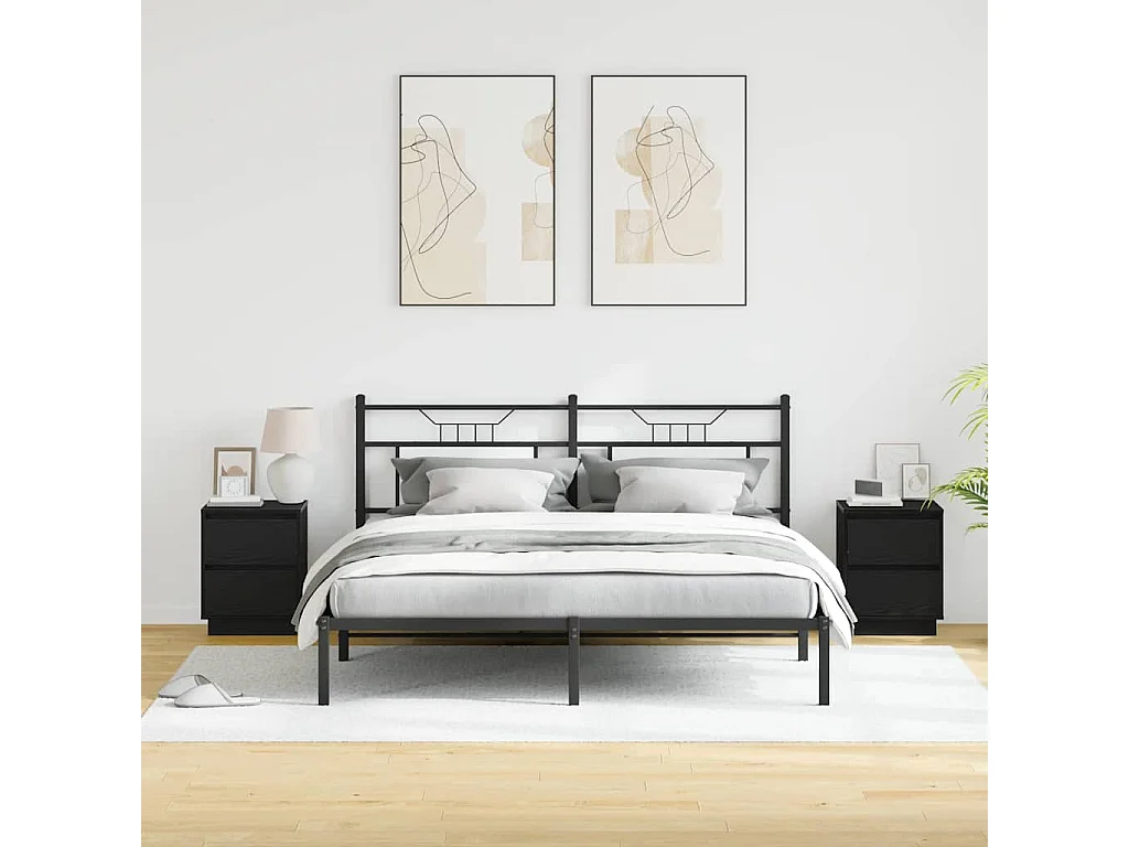 Comodini con luci LED 2 pz Nero 39x34,5x50 cm