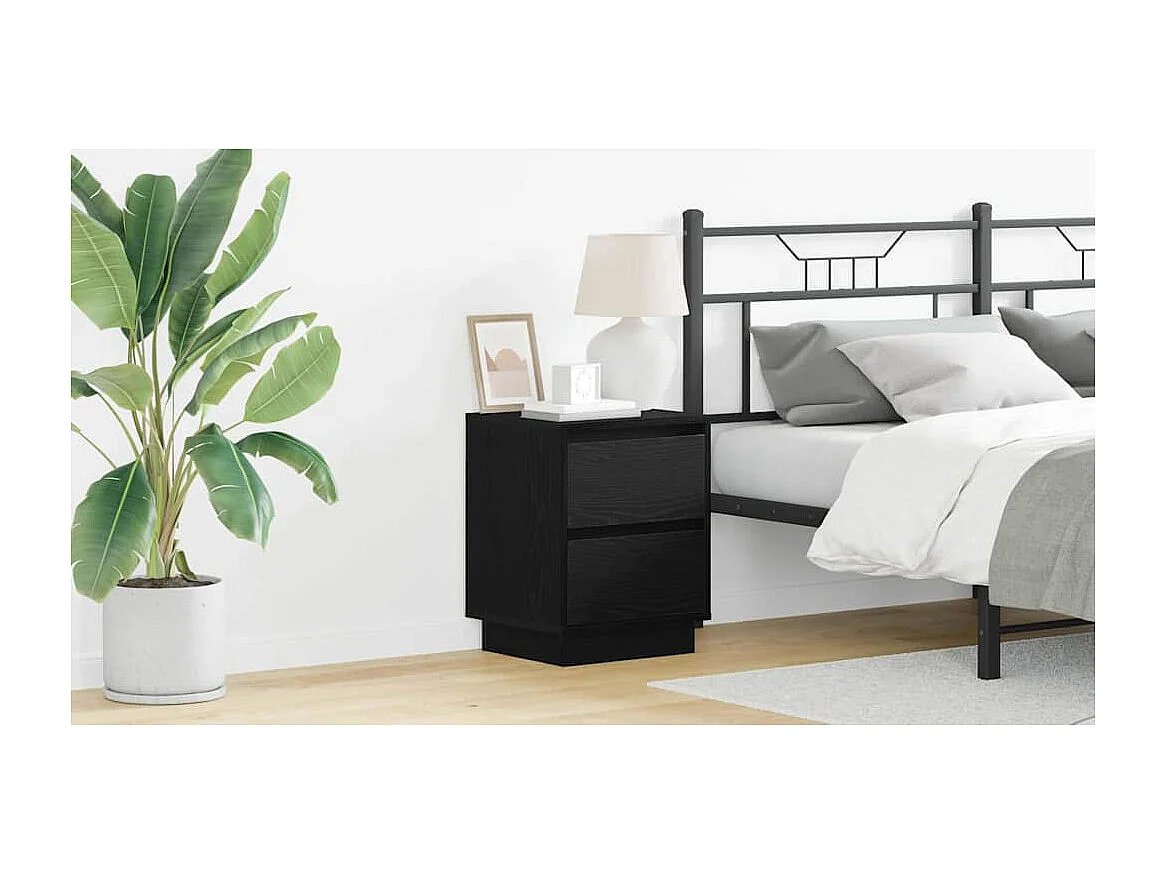 Comodini con luci LED 2 pz Nero 39x34,5x50 cm