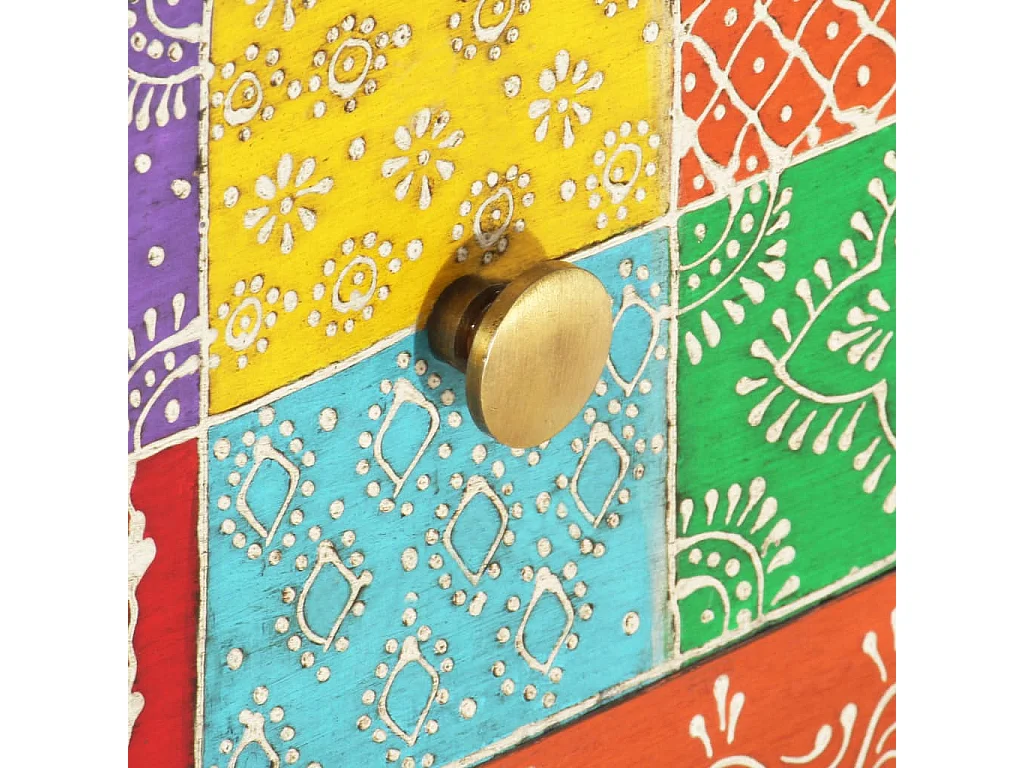 Comodino dipinto a mano 40x30x50 cm Legno di mango